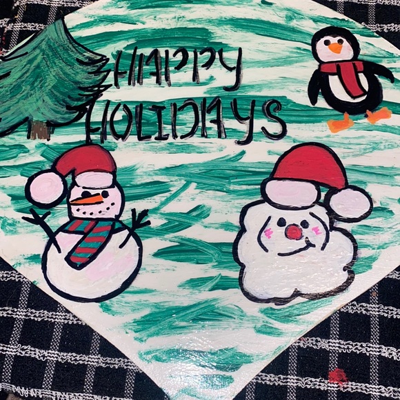 Happy Holidays Sign Holiday Season Decor Hand Painted - Picture 2 of 3